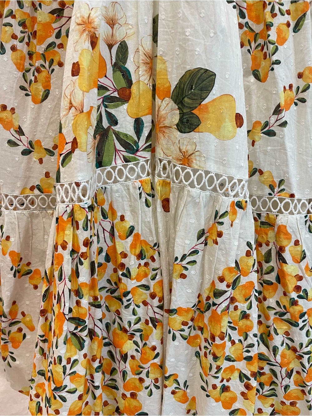 FARM Rio Cashew Ruffle Crossback Maxi Dress White Orange Floral S - Picture 7 of 16